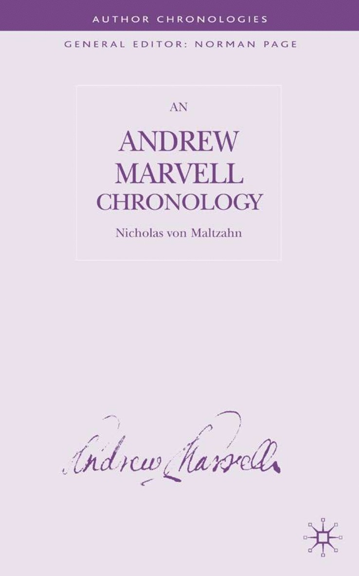 N. Maltzahn, Nicholas Von Maltzahn - Andrew Marvell Chronology, Inbunden