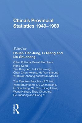 China's Provincial Statistics, 1949-1989 1