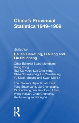 Tien-tung Hsueh, Tien-Tung Hsueh - China's Provincial Statistics, 1949-1989, Häftad