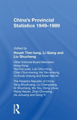 China's Provincial Statistics, 1949-1989 1