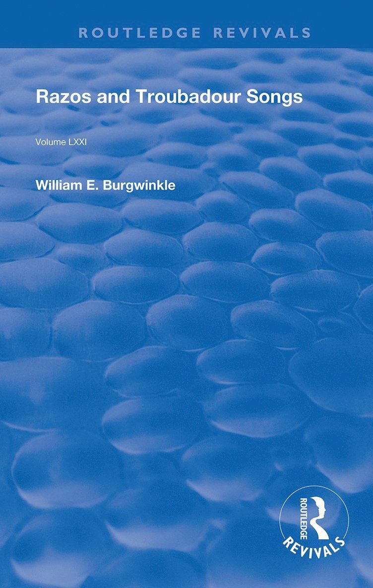 James J. Wilhelm, Lowry Nelson Jr, Jr. Nelson, Lowry - Razos and Troubadour Songs, Häftad