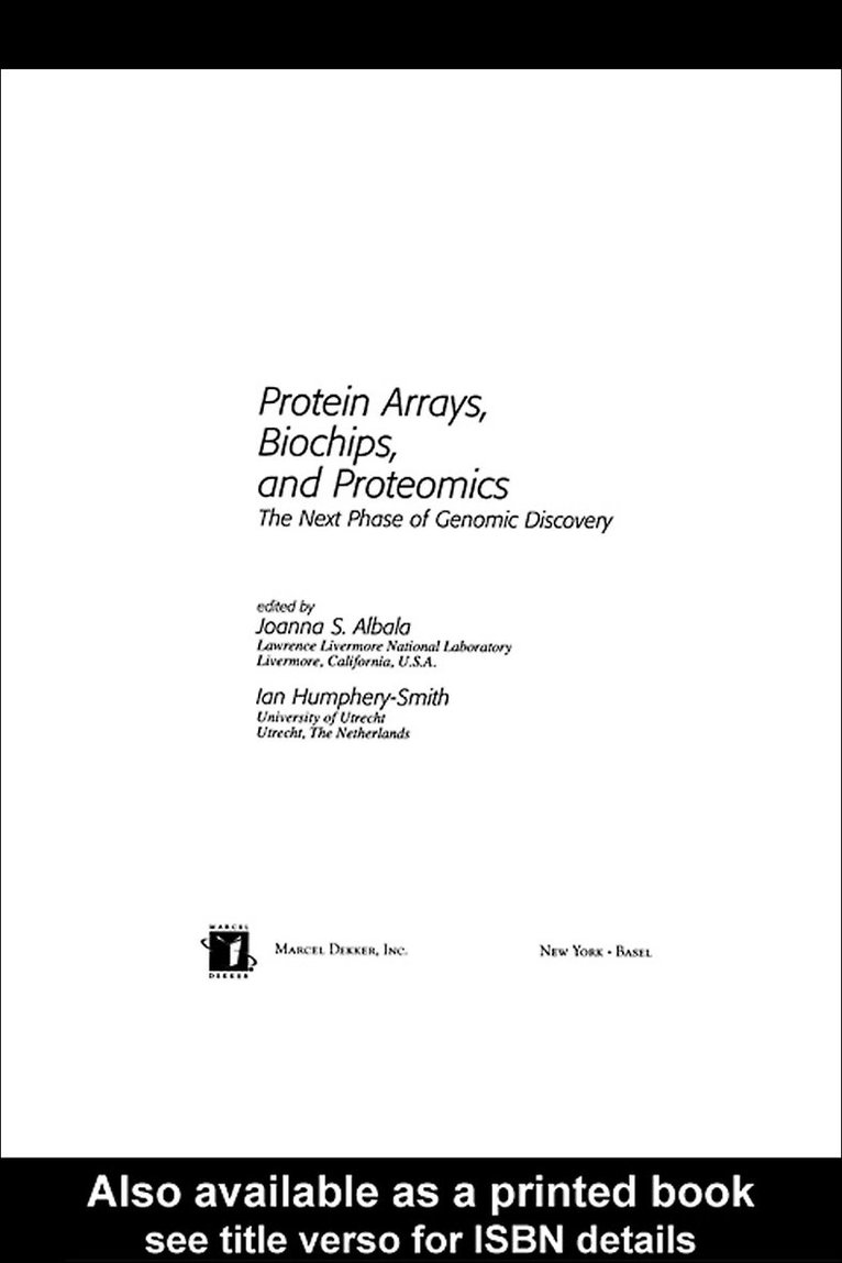 Joanna S. Albala, Ian Humphery-Smith - Protein Arrays, Biochips and Proteomics, Häftad