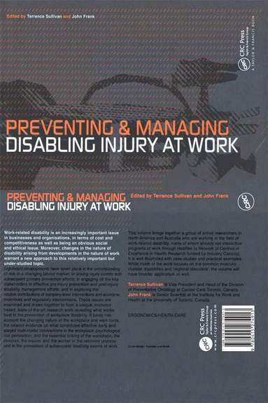 Terrence Sullivan, John Frank - Preventing and Managing Disabling Injury at Work, Häftad