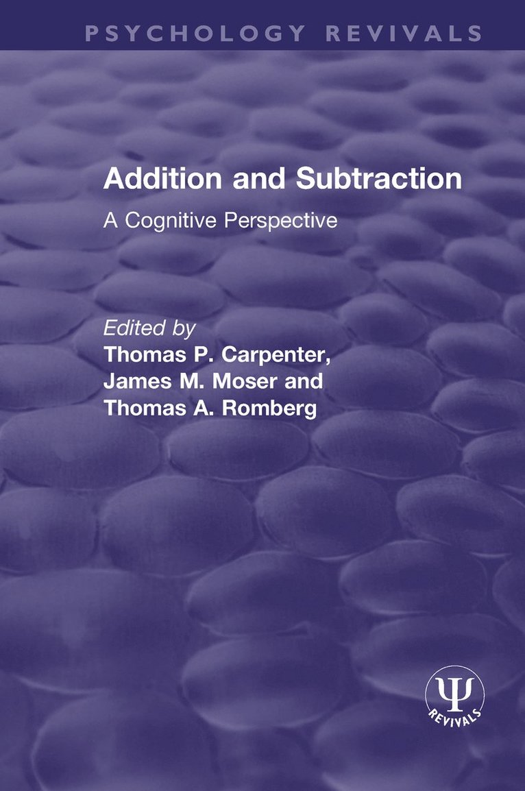 Thomas P. Carpenter, James M. Moser, Thomas A. Romberg - Addition and Subtraction, Häftad