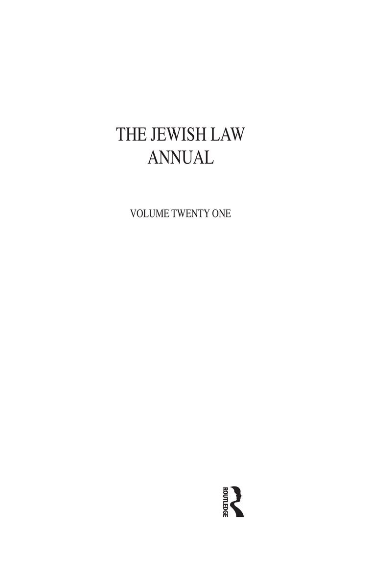 Jewish Law Annual Volume 21 1