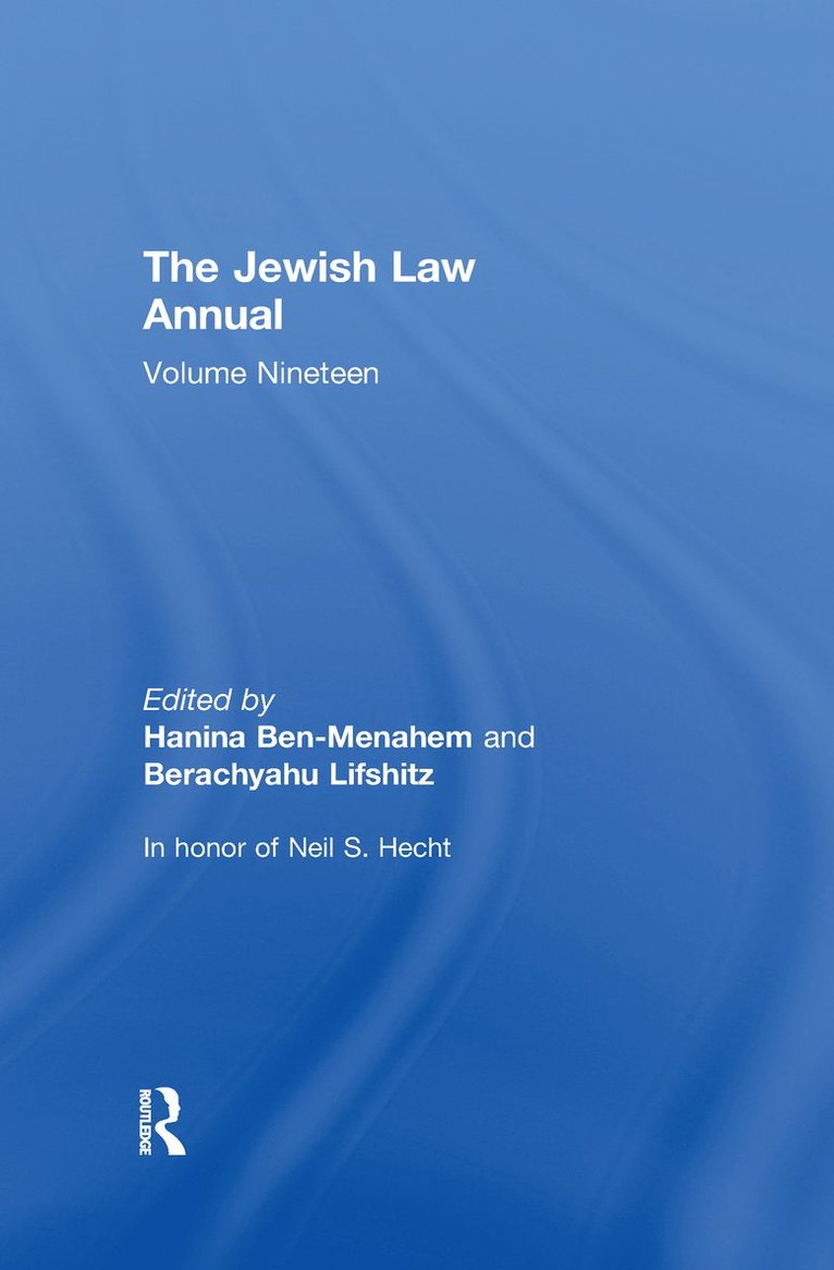 Jewish Law Annual Volume 19 1