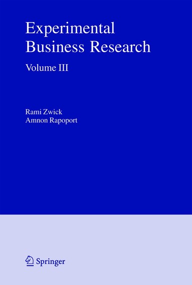 Rami Zwick, Amnon Rapoport - Experimental Business Research, Inbunden