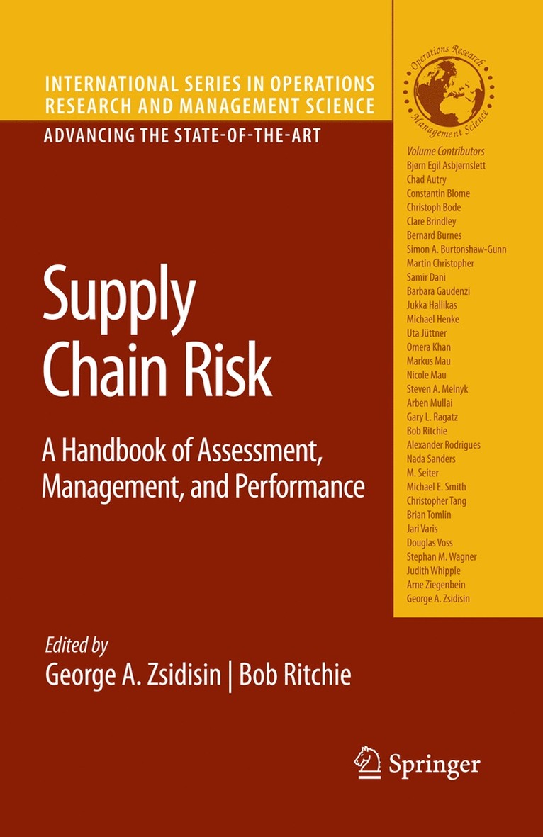 George A. Zsidisin, Bob Ritchie - Supply Chain Risk, Inbunden
