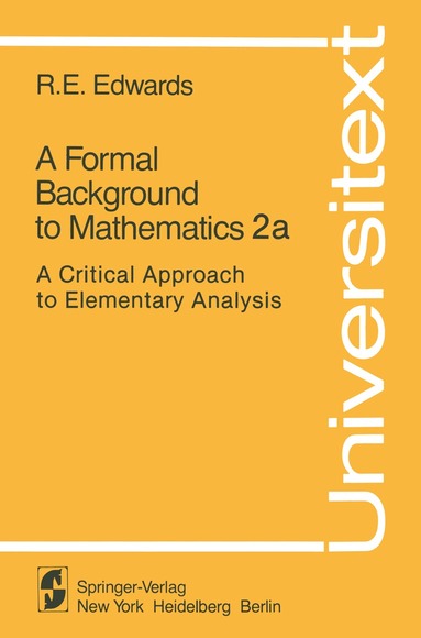 R. E. Edwards - Formal Background to Mathematics 2a, Häftad