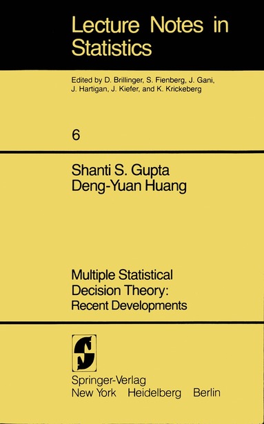 bokomslag Multiple Statistical Decision Theory: Recent Developments