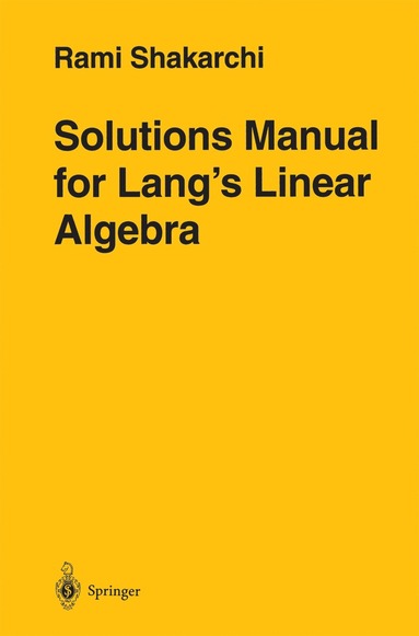bokomslag Solutions Manual for Lang's Linear Algebra