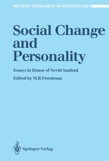 M. B. Ed Freedman, Mervin B. Freedman - Social Change and Personality, Häftad