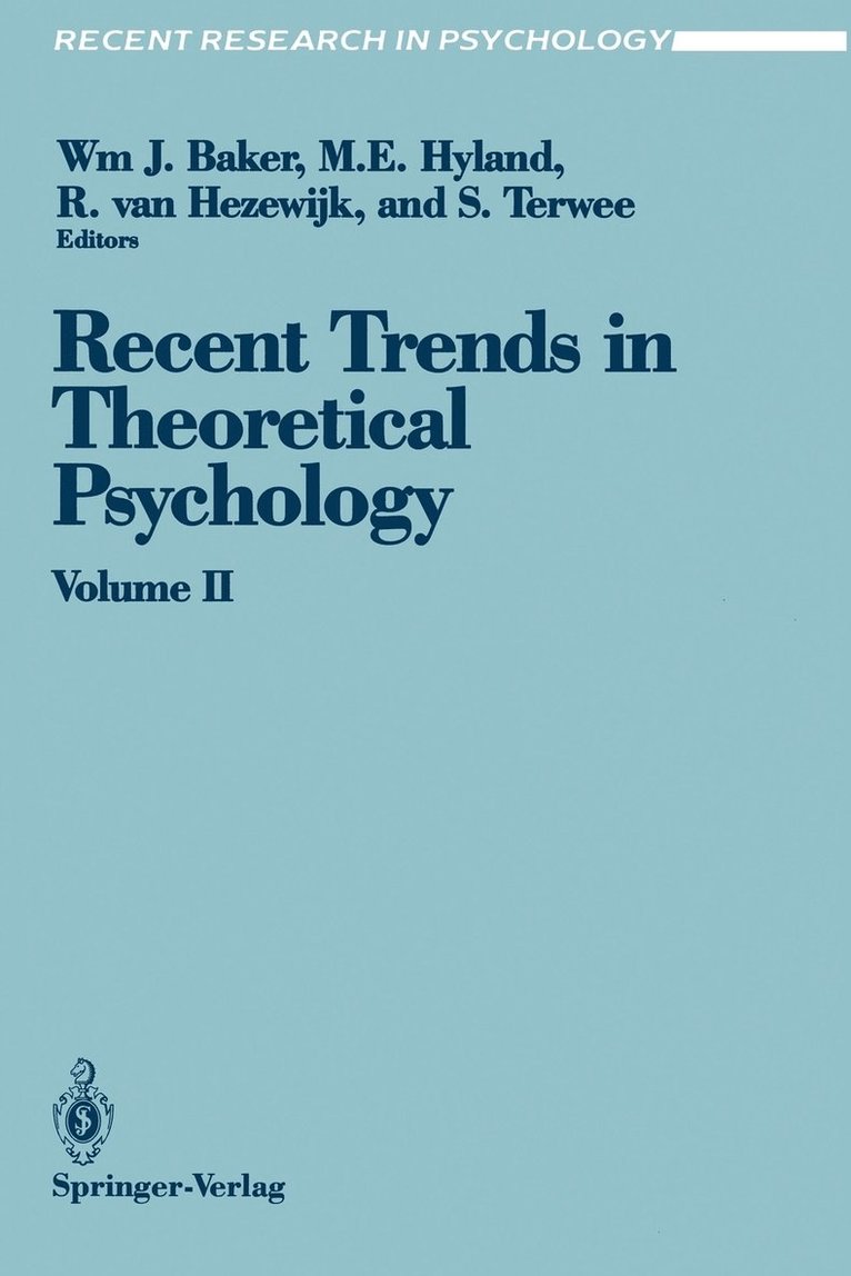 Recent Trends in Theoretical Psychology 1