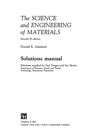 Paul Porgess, Ian Brown - Science and Engineering of Materials, Häftad