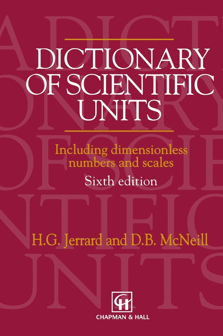 H. G. Jerrard - Dictionary of Scientific Units, Häftad