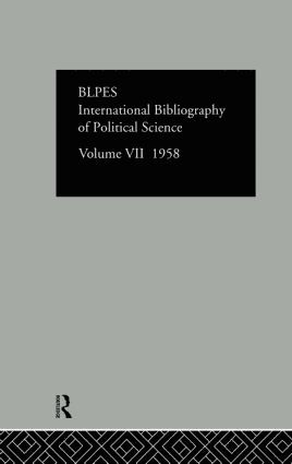 bokomslag Intl Biblio Pol Sc 1958 Vol 7