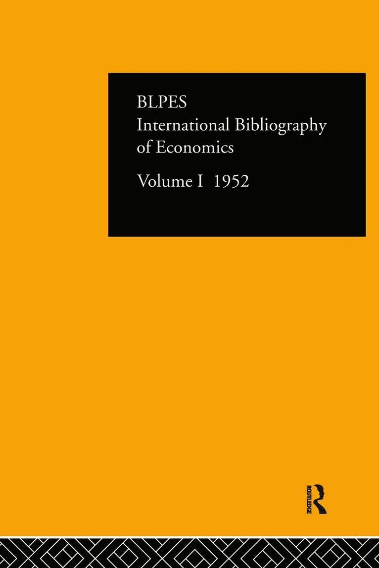 Intl Biblio Econom 1952 Vol 1