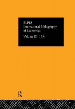 Compiled by the British Library of Political and Economic Science - Intl Biblio Econom 1954 Vol 3, Inbunden