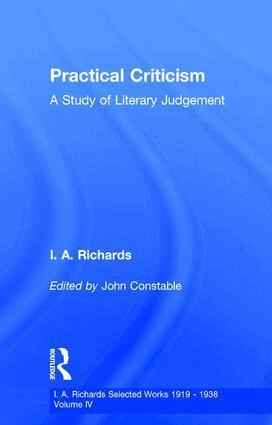 I. A. Richards, John Constable - Practical Criticism V 4, Inbunden
