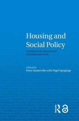 Peter Somerville, Nigel Sprigings - Housing and Social Policy, Häftad