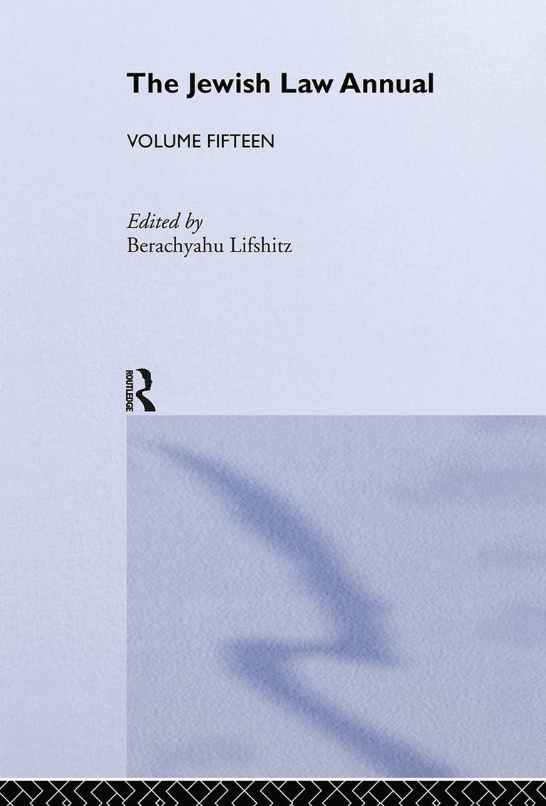 Jewish Law Annual Volume 15 1