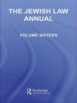 Jewish Law Annual Volume 16 1
