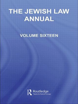 The Jewish Law Annual Volume 16 1