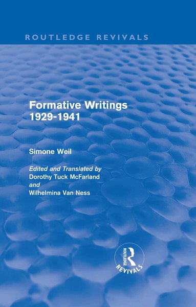 Simone Weil - Formative Writings (Routledge Revivals), Inbunden