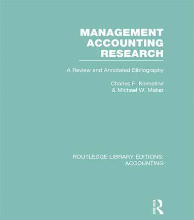 bokomslag Management Accounting Research (RLE Accounting)