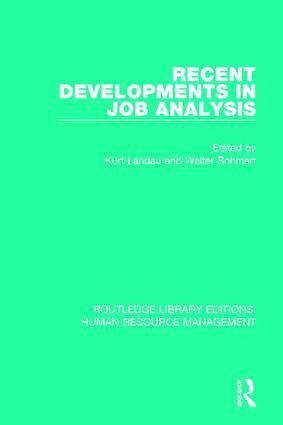 Kurt Landau, Walter Rohmert - Recent Developments in Job Analysis, Häftad