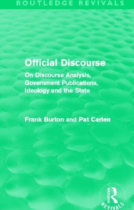 Official Discourse (Routledge Revivals) 1