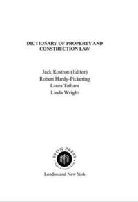bokomslag Dictionary of Property and Construction Law