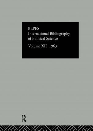 Europa - Intl Biblio Pol Sc 1963 Vol 12, Inbunden