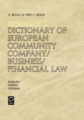 bokomslag Elsevier's Dictionary of European Community Company/Business/Financial Law