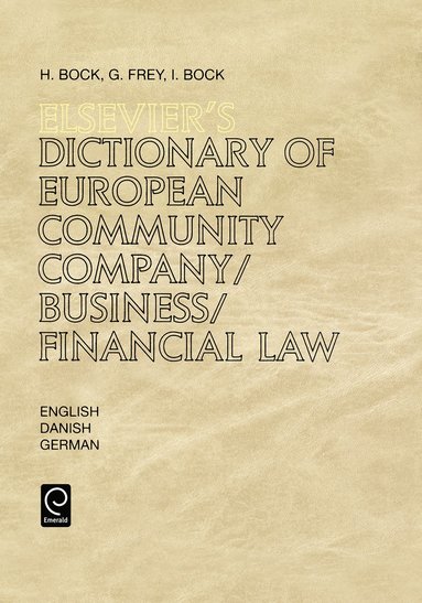 bokomslag Elsevier's Dictionary of European Community Company/Business/Financial Law