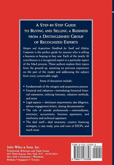West, Jones, Thomas L. West, Jeffrey D. Jones - Mergers and Acquisitions Handbook for Small and Midsize Companies, Inbunden