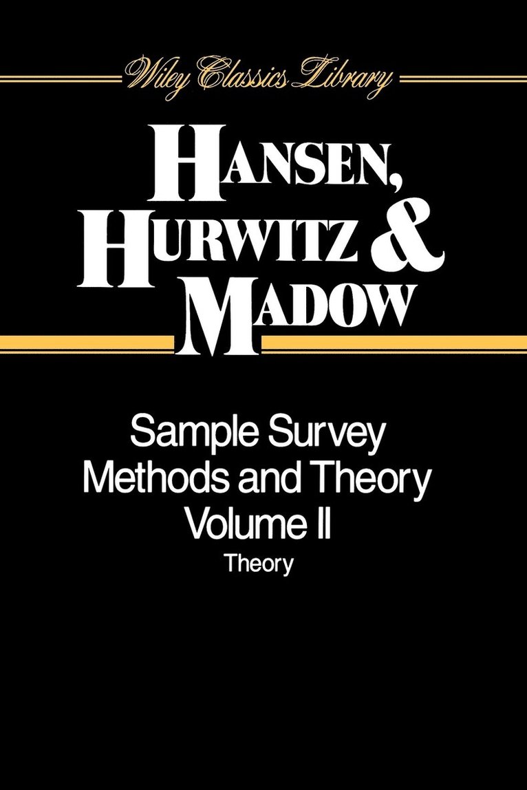 Sample Survey Methods and Theory, Volume 2 1