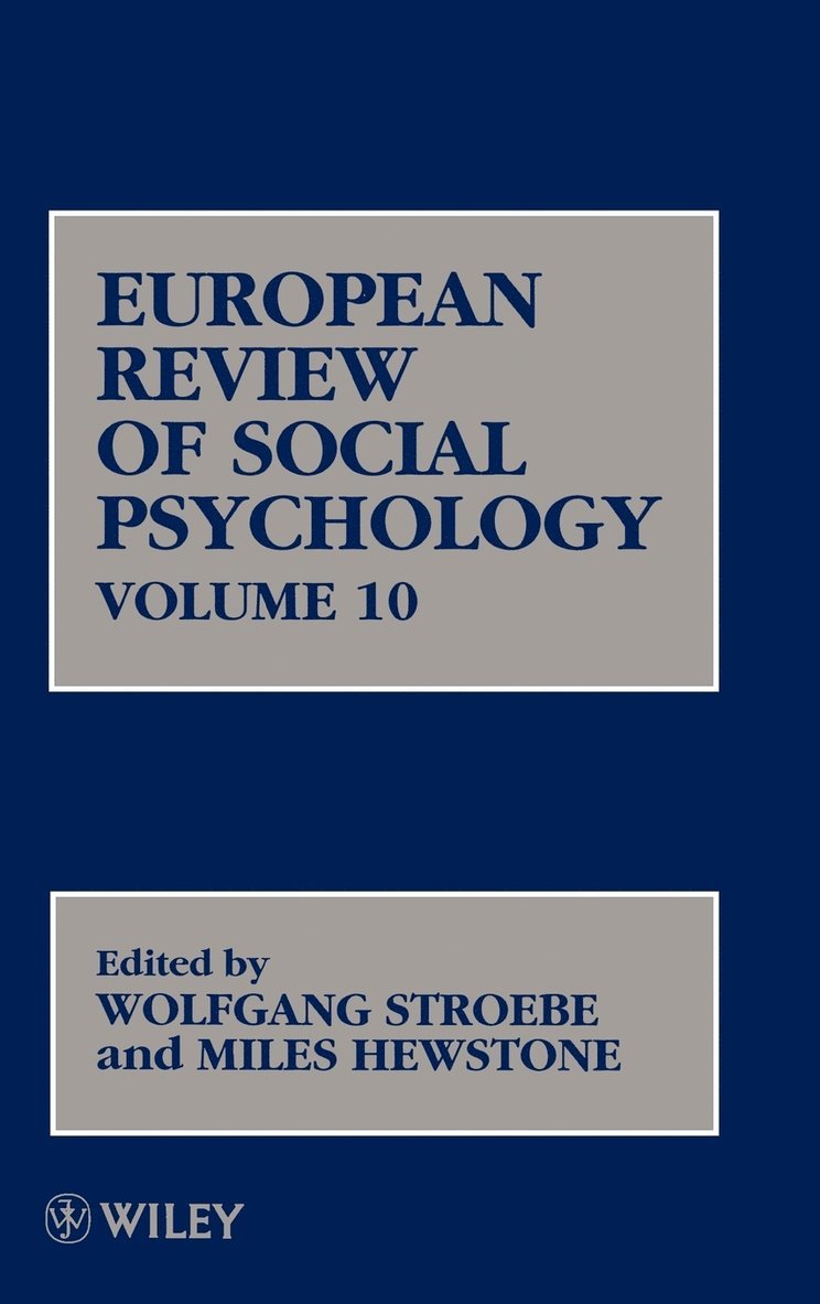 Stroebe, Wolfgang Stroebe, Miles Hewstone - European Review of Social Psychology, Volume 10, Inbunden
