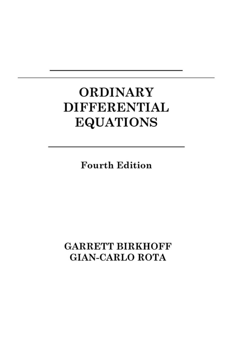 Ordinary Differential Equations 1