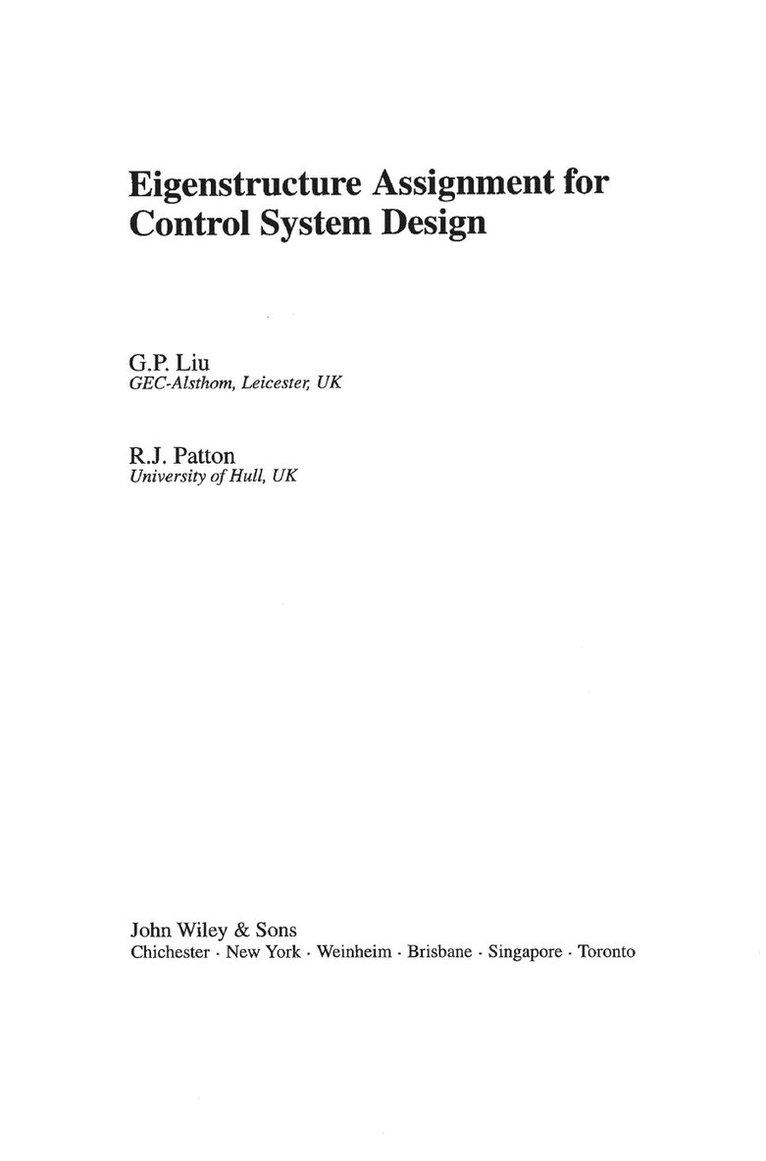 Eigenstructure Assignment for Control System Design 1