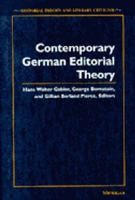 bokomslag Contemporary German Editorial Theory