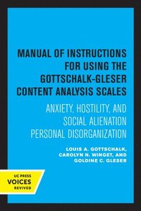 bokomslag Manual of Instructions for Using the Gottschalk-Gleser Content Analysis Scales