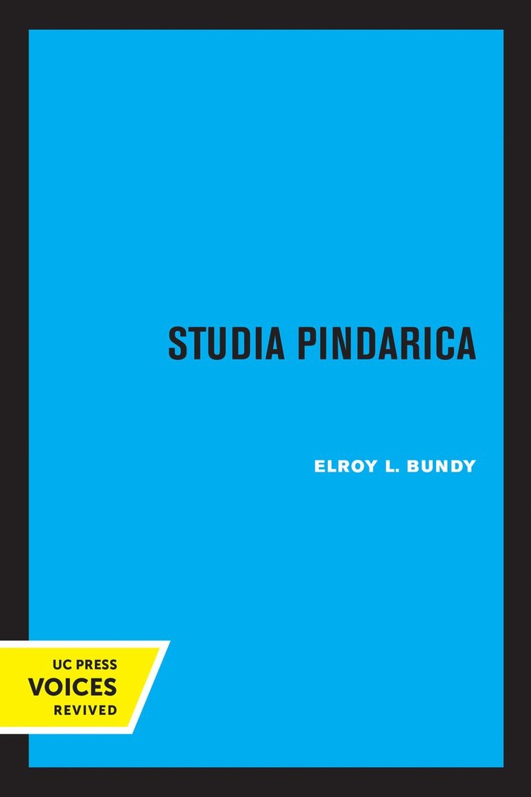 Elroy Bundy - Studia Pindarica, Häftad