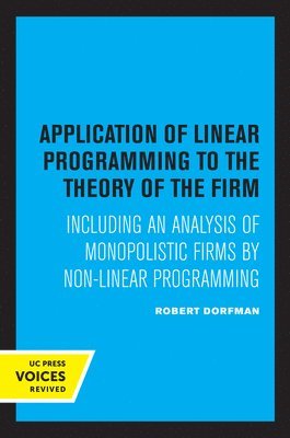 bokomslag Application of Linear Programming to the Theory of the Firm