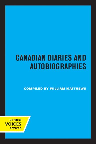 bokomslag Canadian Diaries and Autobiographies