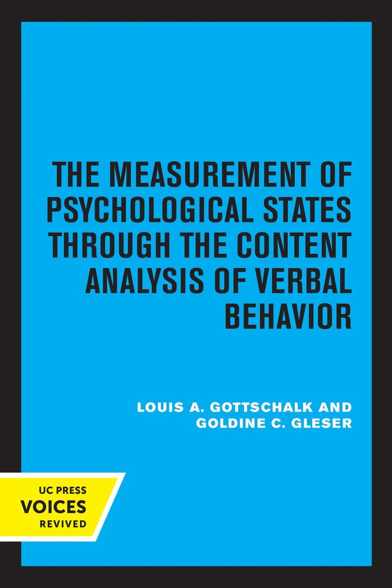 Measurement of Psychological States Through the Content Analysis of Verbal Behavior