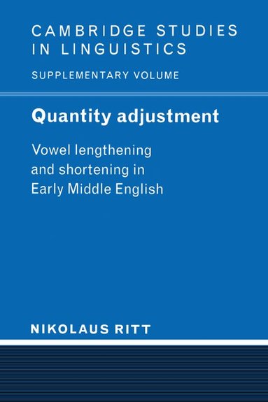 Nikolaus Ritt, S. R. Anderson - Quantity Adjustment, Häftad