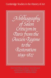 Bibliography of Salon Criticism in Paris from the Ancien Régime to the Restoration, 1699–1827: Volume 1