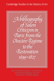 A Bibliography of Salon Criticism in Paris from the Ancien Rgime to the Restoration, 1699-1827: Volume 1 1