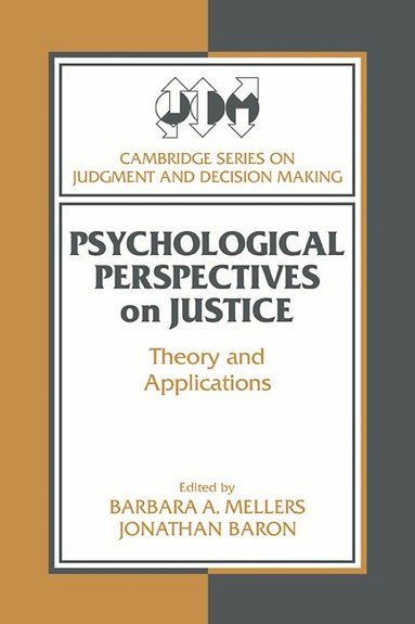 Barbara A. Mellers, Jonathan Baron - Psychological Perspectives on Justice, Häftad